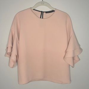 Zara blush ruffle sleeve top